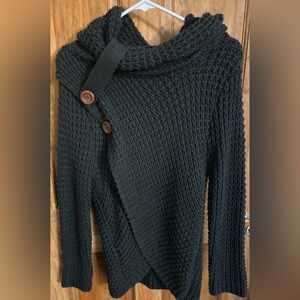 Zenana Outfitters Black Cowl Neck Sweater